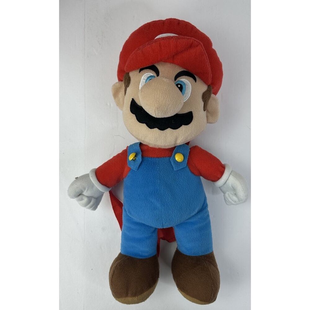 2011 Super Mario Brothers Red Blue Nintendo Backpack Bag Plush Stuffed Strap 18”